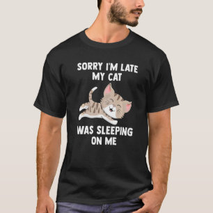 Camiseta Desculpe o atraso, meu gato estava dormindo em cim