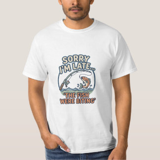 Camiseta Desculpe o Atraso Os Peixes Estavam Mordendo o Isc