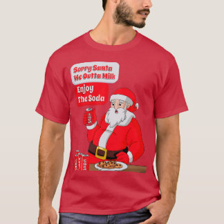 Camiseta Desculpe Papai Noel Estamos Sem Leite Aproveite O