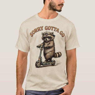 Camiseta Desculpe, Preciso Ir   Guaxinim Divertido Patinete
