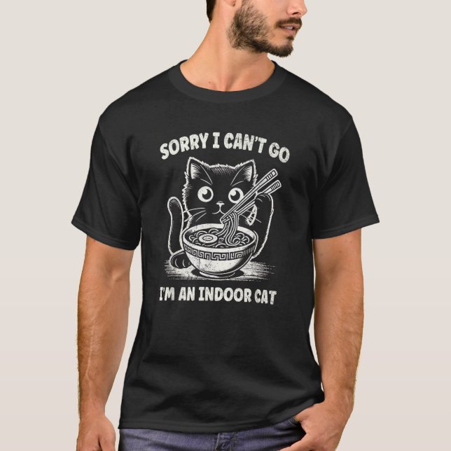 Camiseta Desculpe, sou um gato interior (Frente)