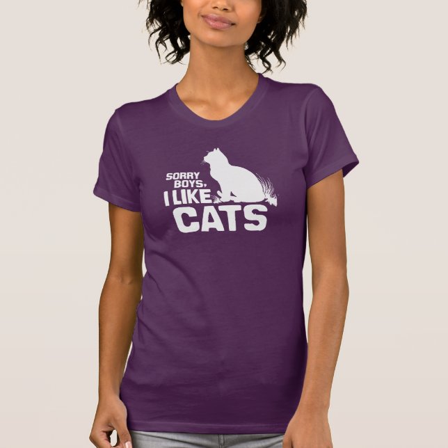 CAMISETA DESCULPEM, RAPAZES, EU GOSTO DE GATOS - BRANCOS -. (Frente)
