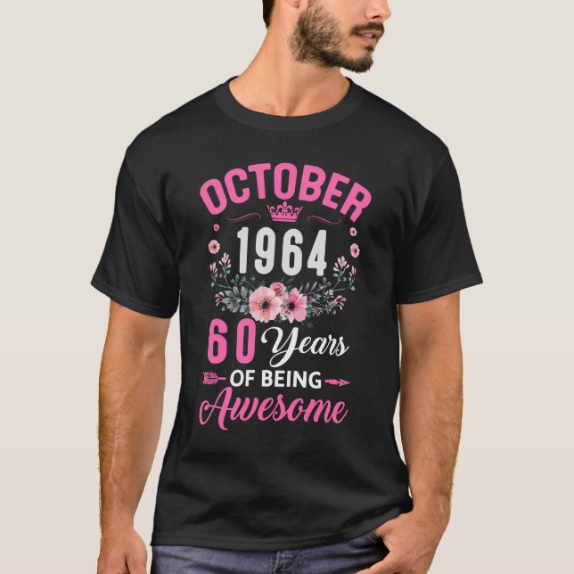 Camiseta Desde 1964, 60 anos, 60 de outubro, 60.º Aniversár (Frente)