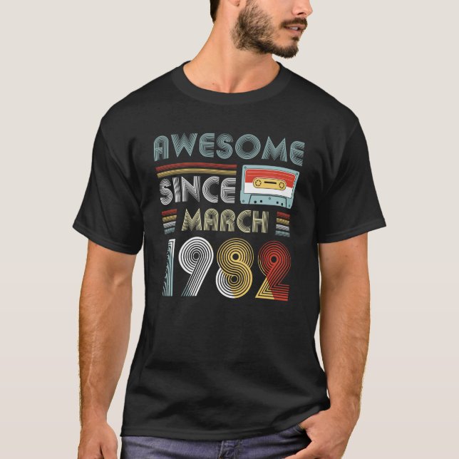 Camiseta Desde março de 1982 vintage impressionante do (Frente)