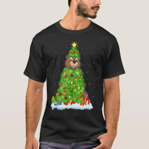 Camiseta Desdecorações Xmas Luzes Papais noeis Beaver Natal