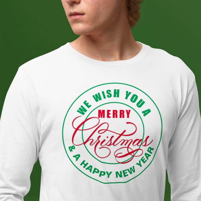 Camiseta Desejamos a você um Feliz Natal Vermelho e Verde (Criador carregado)