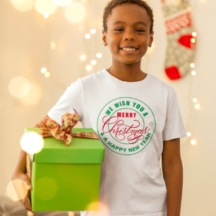 Camiseta Desejamos a você um Feliz Natal Vermelho e Verde