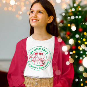 Camiseta Desejamos a você um Feliz Natal Vermelho e Verde