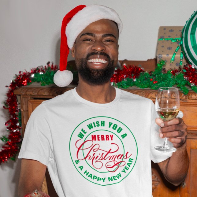 Camiseta Desejamos a você um Feliz Natal Vermelho e Verde (Criador carregado)