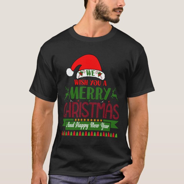 Camiseta Desejamos-Lhe Feliz Natal E Feliz ano novo. (Frente)
