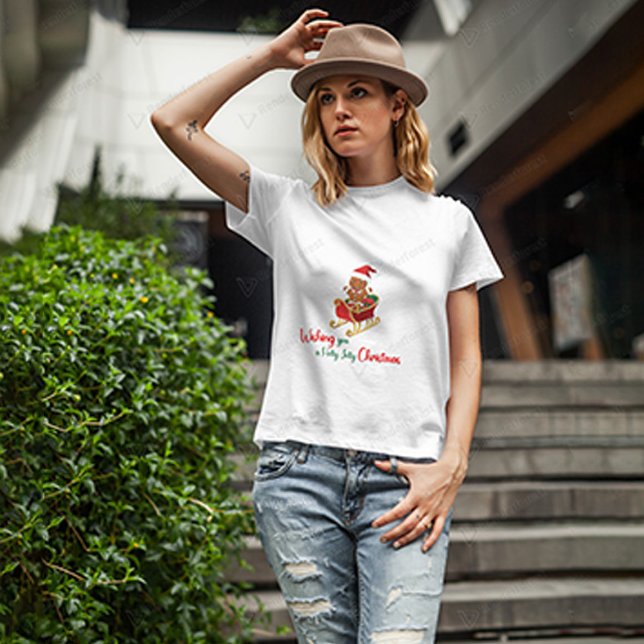 Camiseta Desejando-lhe um santo e alegre Cookies de Natal D (Criador carregado)