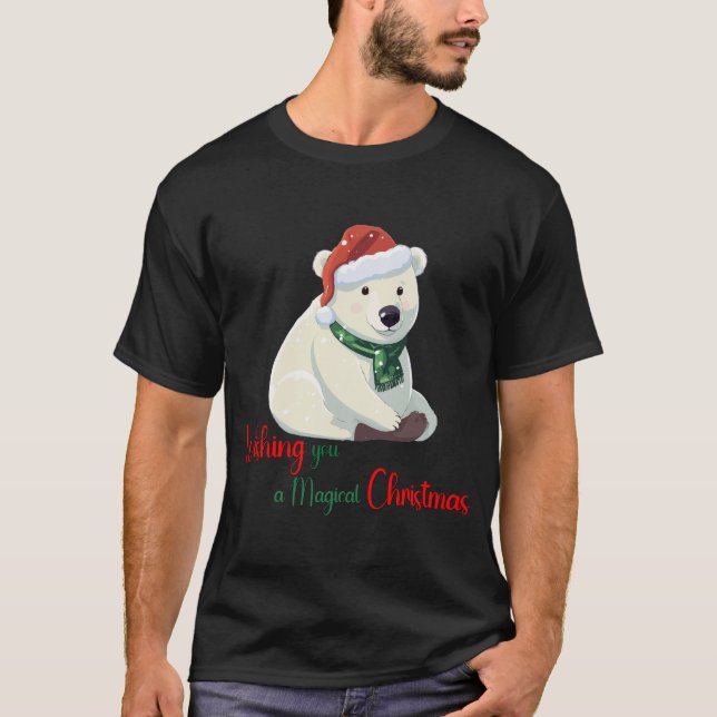 Camiseta Desejando-lhe uma cerveja mágica de Natal (Frente)
