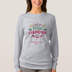 Camiseta Desejando um Feliz Natal e um Feliz Ano Novo