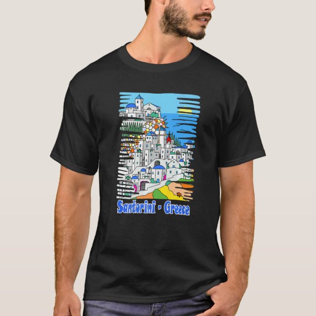 Camiseta Desejo De Souvenir Grécia De Viagem A Santorini (Frente)