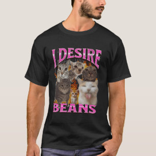 Camiseta Desejo Feijão Funny Cat Meme Bootleg Gráfico