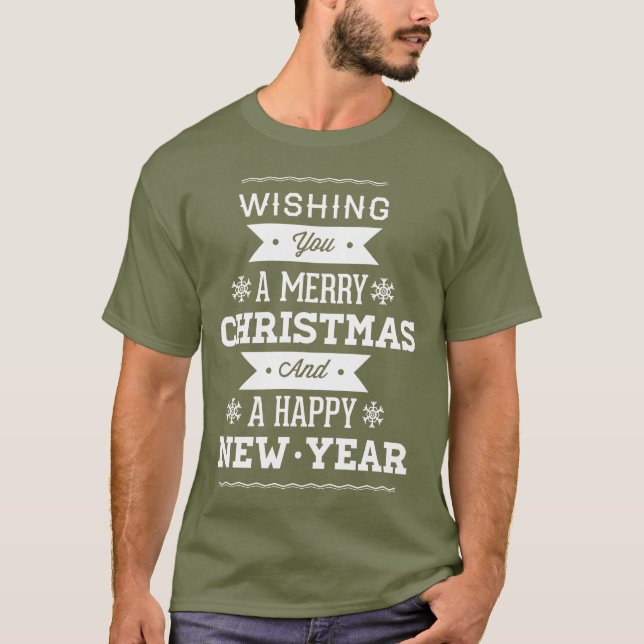 Camiseta Desejo-lhe um Feliz Natal e um Feliz ano novo (Frente)