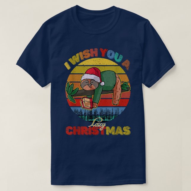 Camiseta Desejo-lhe um Natal preguiçoso, Engraçado, Feliz N (Frente do Design)