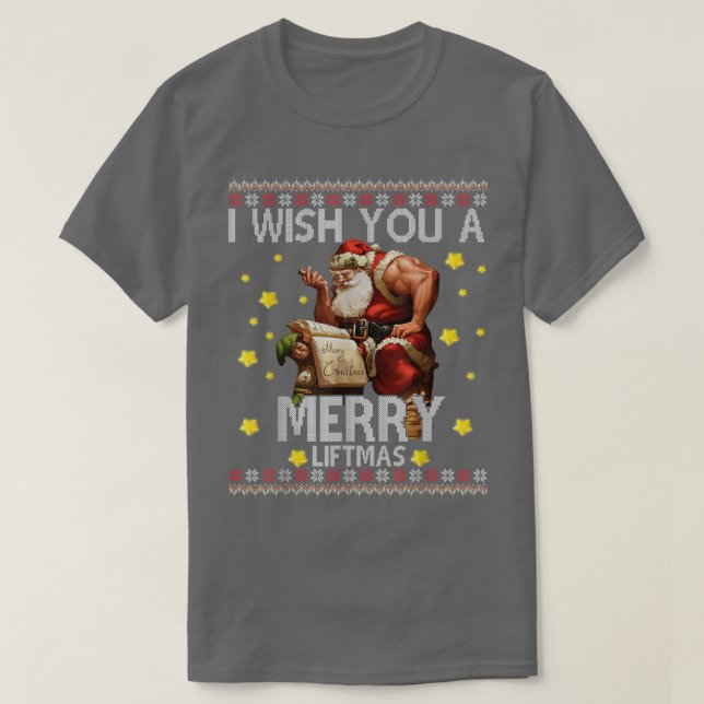 Camiseta Desejo-Lhe Uma Feliz De Natal Feio Com Papais noei (Frente do Design)