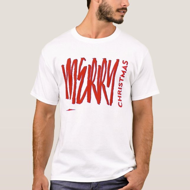 Camiseta Desejo-Te Um Feliz Natal Vermelho E Moderno (Frente)