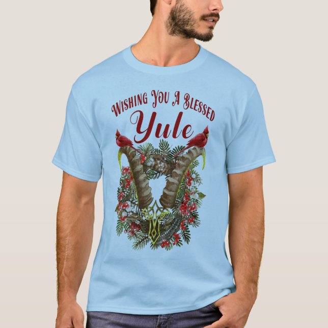 Camiseta Desejo-Te Uma Yule Abençoada (Frente)