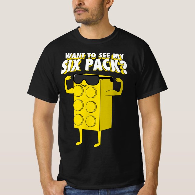 Camiseta Desejo Ver Meus Bricks De Seis Pacotes Construídos (Frente)