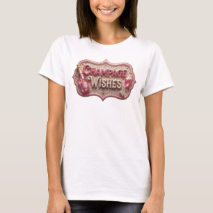 Camiseta Desejos de CHAMPANHE Vermelho em Negrito Design de