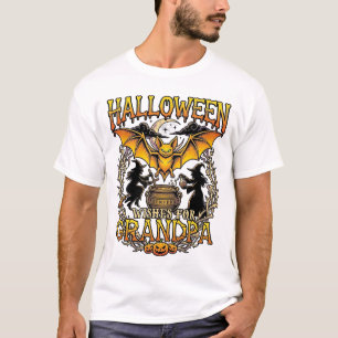 Camiseta Desejos de Halloween Vovô Morcego Caldeirão de Bru
