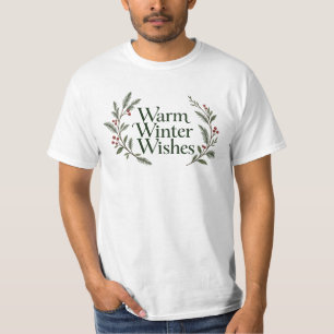 Camiseta Desejos de Inverno Quente Natal Ramificações de Fr