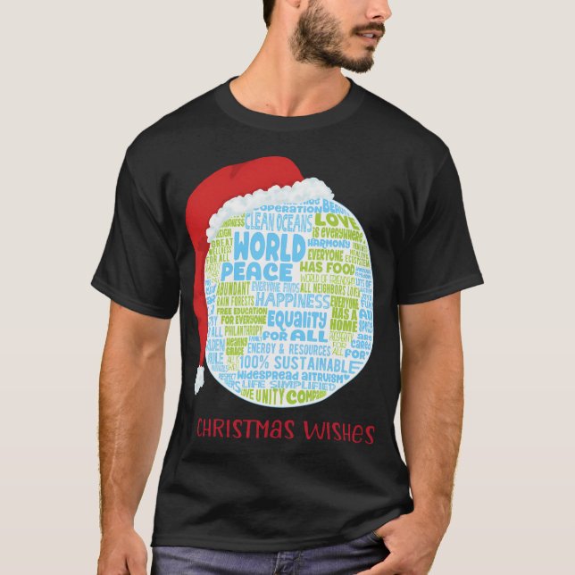 Camiseta Desejos De Natal - Visão Da Paz Mundial - Terra W (Frente)