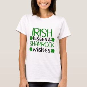 Camiseta Desejos irlandeses de Kisses e Shamrock