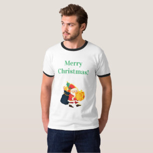 Camiseta Desejos Natal Impresso Alegria Celebração Ringer