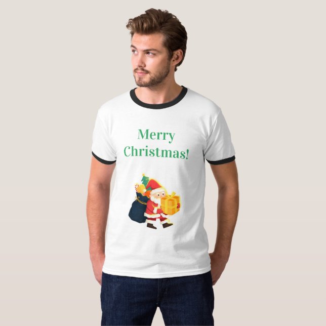 Camiseta Desejos Natal Impresso Alegria Celebração Ringer (Frente Completa)