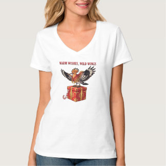 Camiseta Desejos Quentes Asas Selvagens Colarinho de Natal