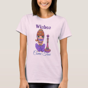 Camiseta Desejos vêm de verdade Gene Púrpura Garrafa Mág