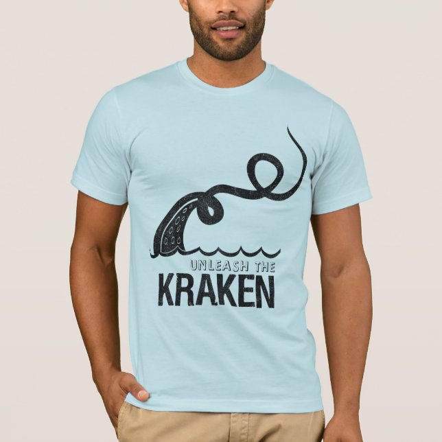 Camiseta Desencadeie o T do vintage de Kraken (Frente)