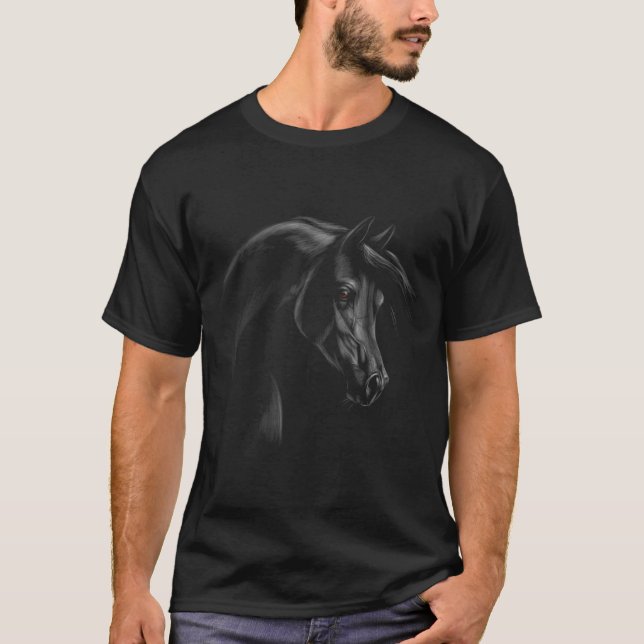 Camiseta Desenhada a Mão do Cavalo Árabe (Frente)