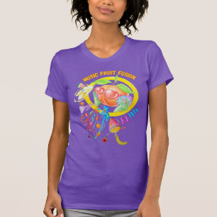 Camiseta Desenhada Fusão de Frutas da Música Femin