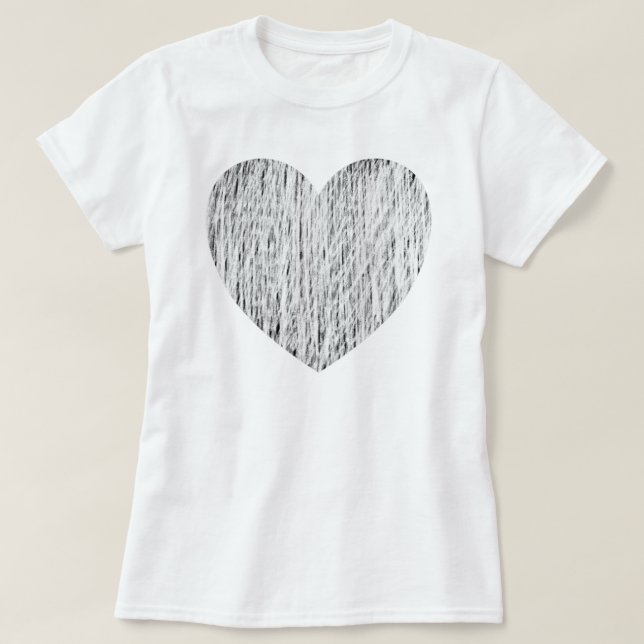 Camiseta Desenhado à lápis - Branco sobre preto (Frente do Design)