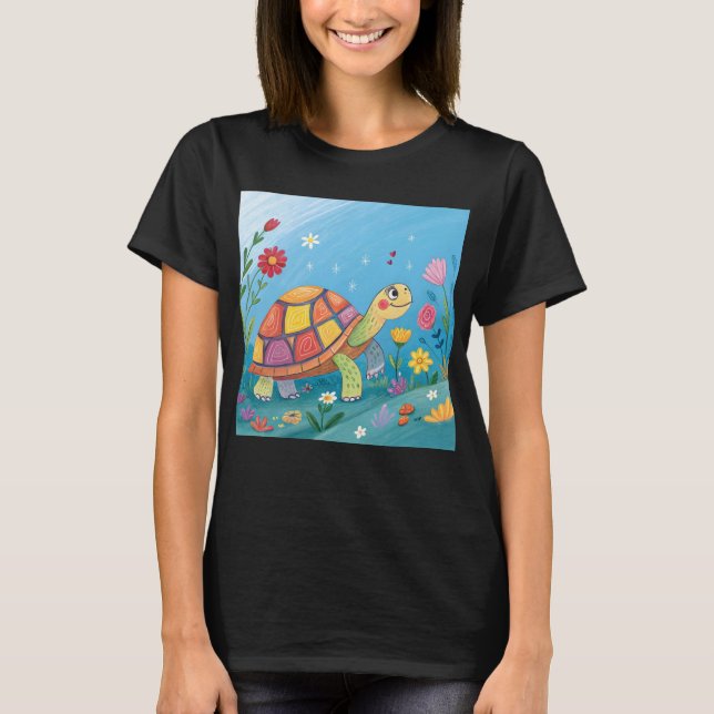 Camiseta Desenhando Bebê Tartaruga (Frente)