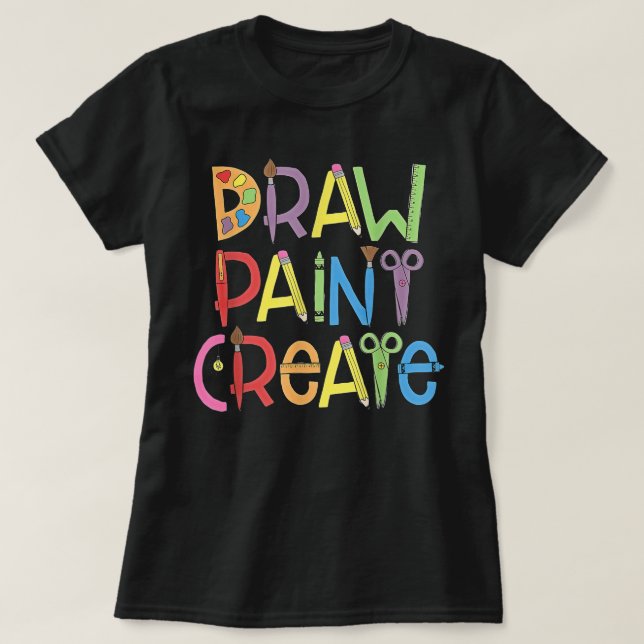 Camiseta Desenhar Paint Crio Artista Engraçado Professora D (Frente do Design)