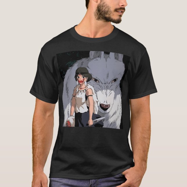 Camiseta Desenhar Wolf da Princesa Mononoke (Frente)