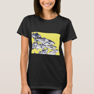 Camiseta Desenho a Tinta de Robalo Listrado "Old School" -