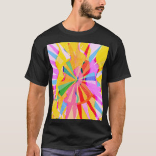 Camiseta Desenho abstrato criativo, fundo colorido.