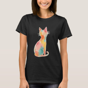 Camiseta Desenho Abstrato de Gato em Pastel para Donos de G