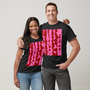 Camiseta Desenho Abstrato Irregular Rosa Marrom Vermelho