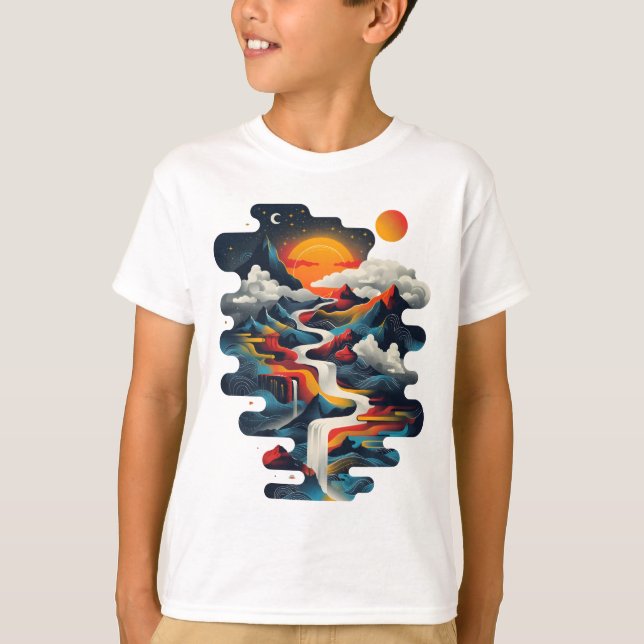 Camiseta Desenho abstrato, paisagem surreal (Frente)