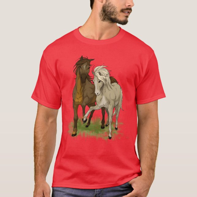 Camiseta Desenho amoroso de cavalos (Frente)
