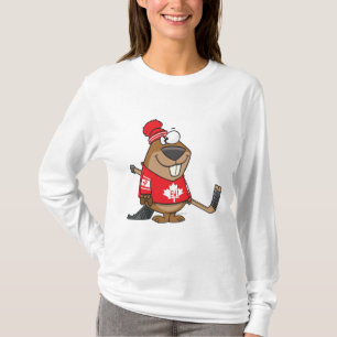 Camiseta desenho animado bobo de um castor de hóquei canade