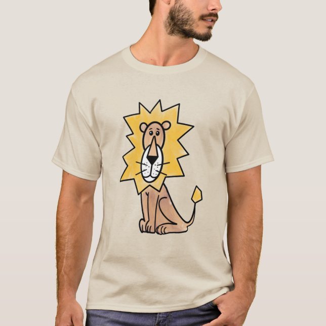 Camiseta desenho animado crianças de leão retrô safari anim (Frente)