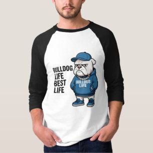 Camiseta Desenho Animado da Vida do Bulldog Inglês Legal